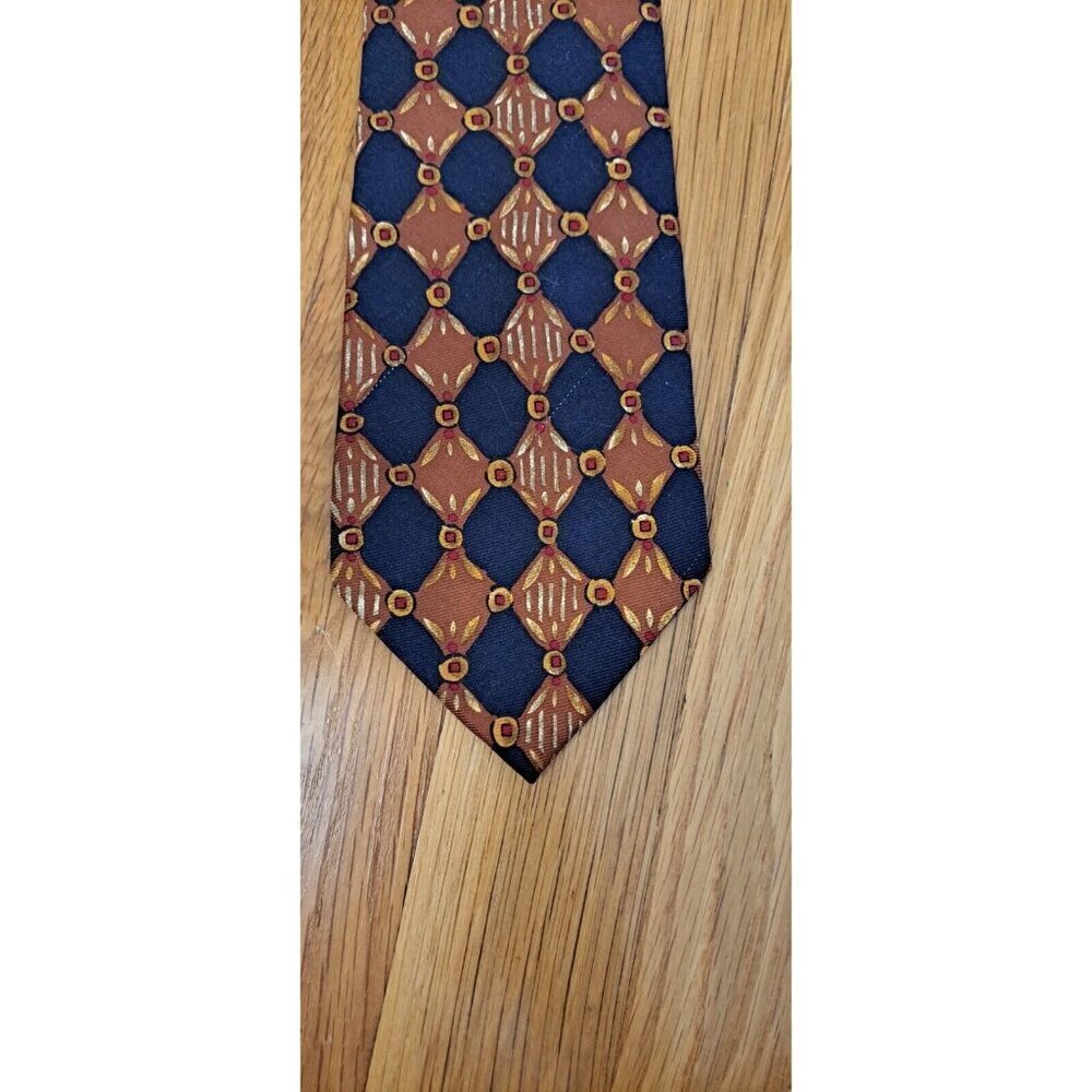 Vintage Burberry's Of London Men's 100% Silk NeckTie Geometric Designer Luxury